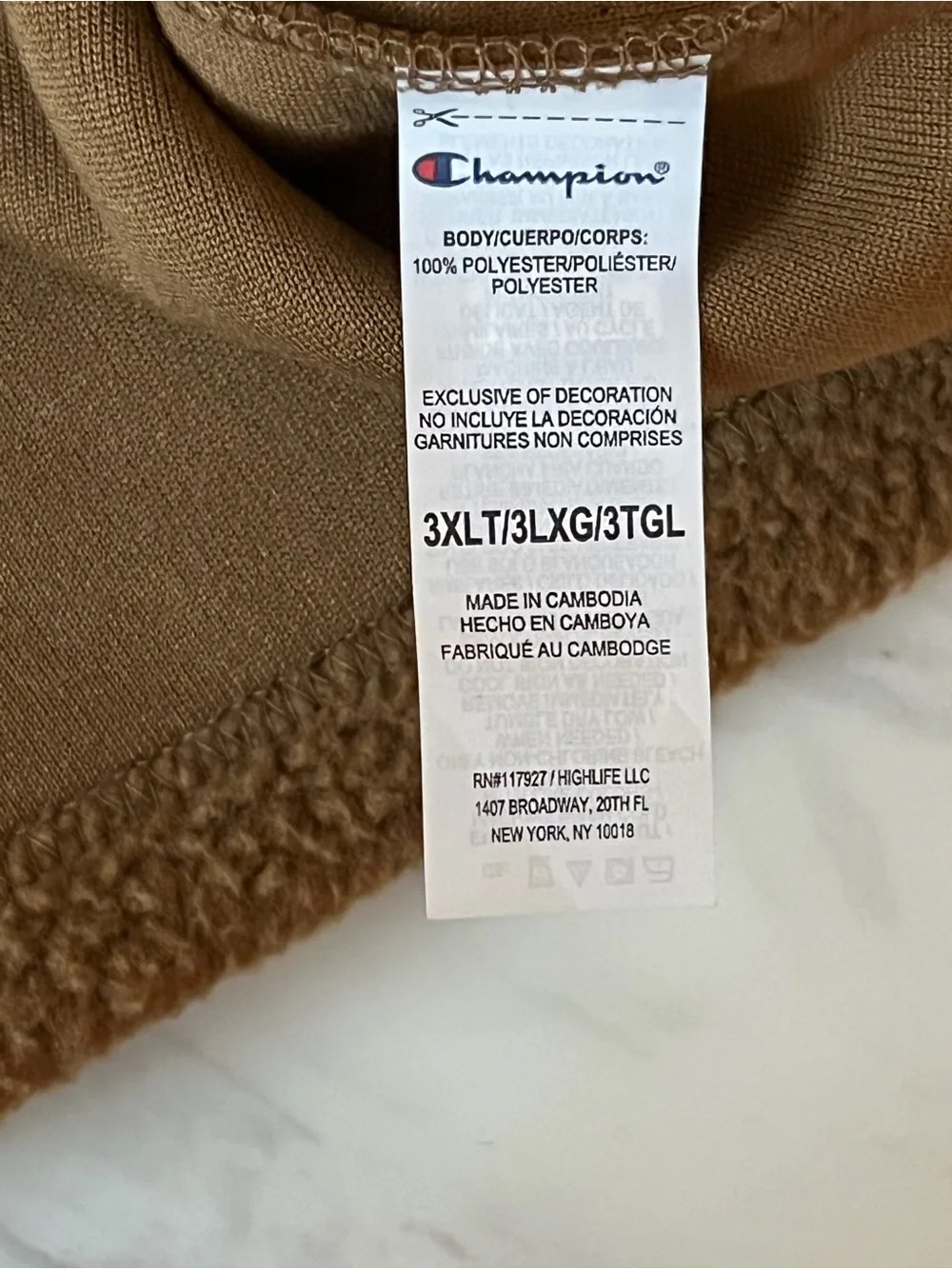 NWT Champion 3XLT Brown Sherpa Fleece 1/4 Zip Pullover Jacket Tall Pockets